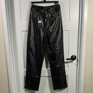 Black Faux Leather Straight Leg Pants Perfect For That Girls Night Out